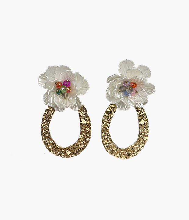 Pendientes maxi flor perla